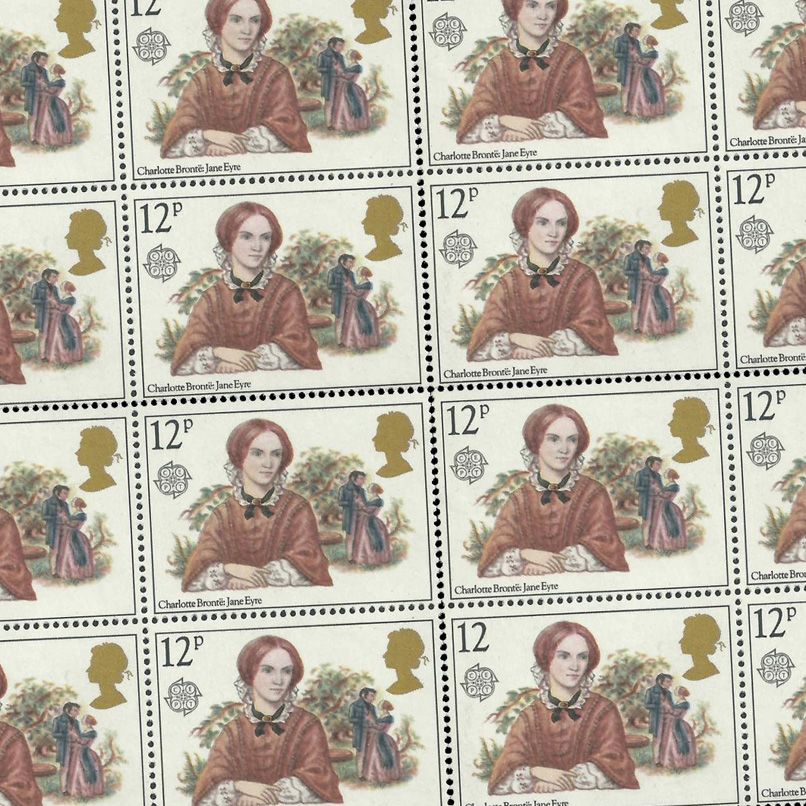 Collana con francobollo vintage Charlotte Brontë - Jane Eyre