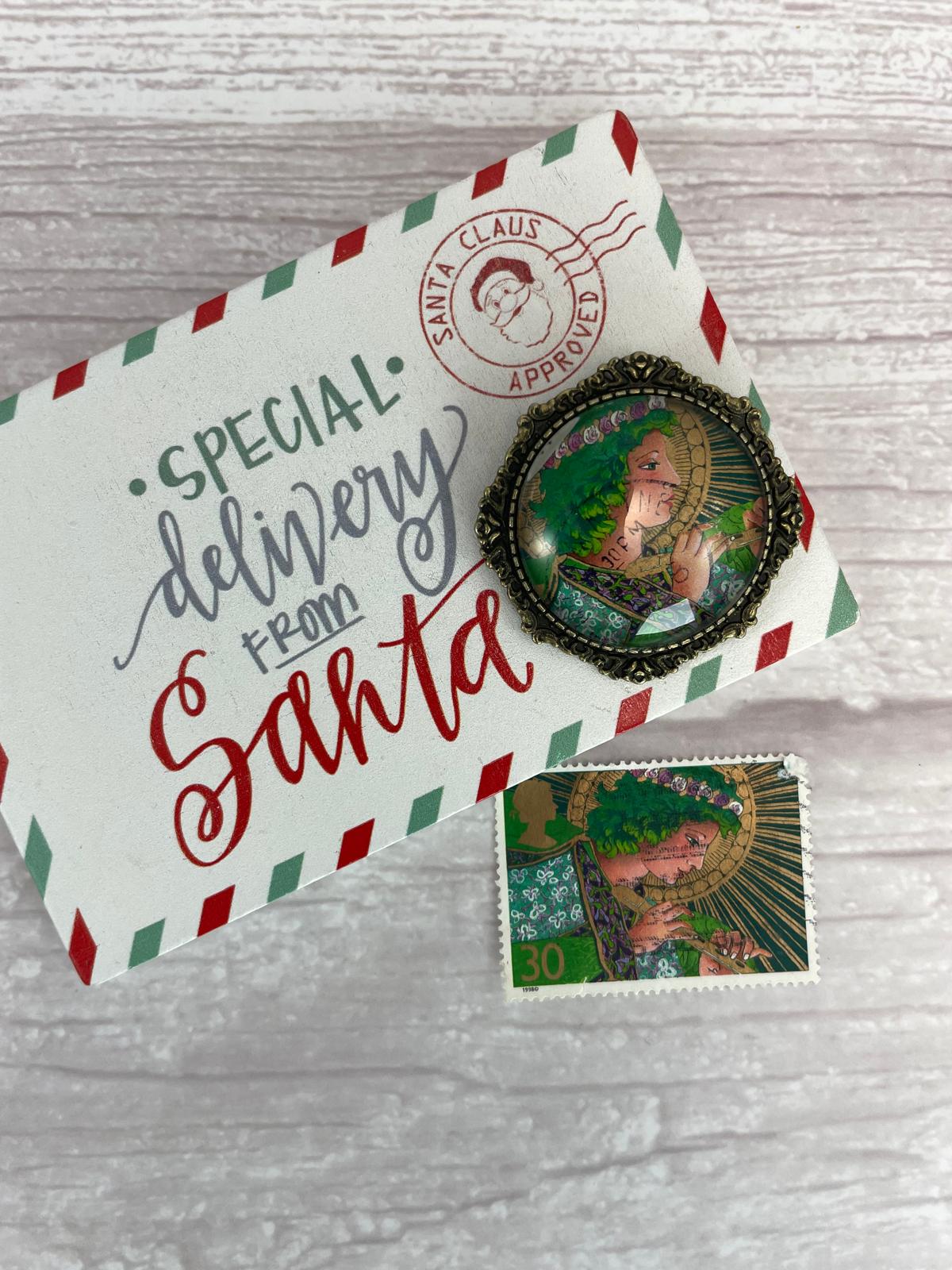 Spilla Natale Angelo verde