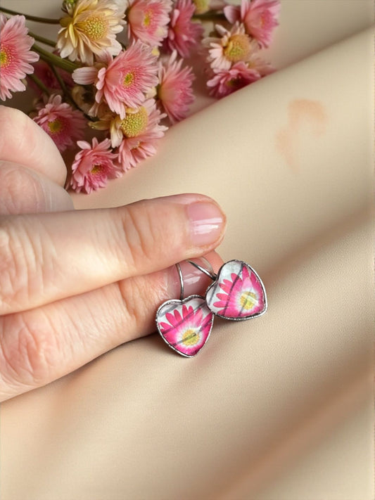 ORECCHINI Cuore con Anemone