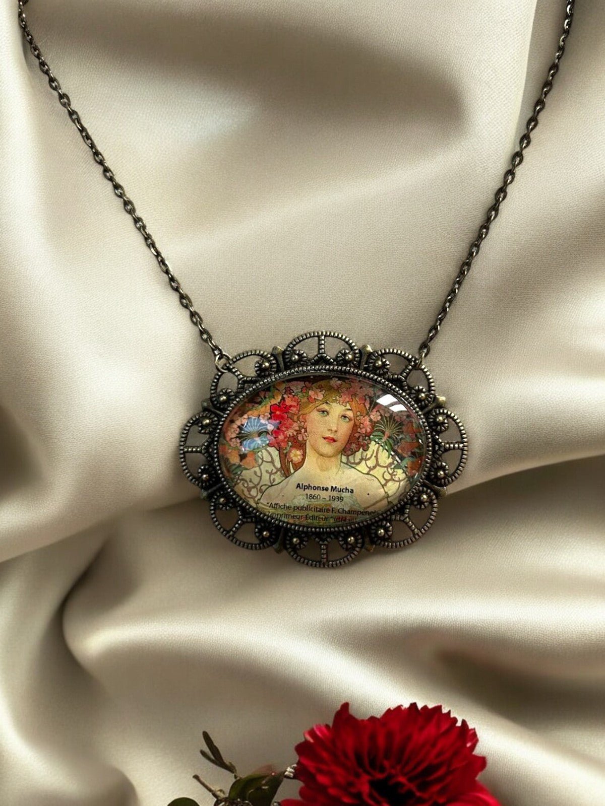 Collana Art Nouveau Alfons Mucha - Gioiello Vintage dal Design Orizzontale - Lady Nostalgia
