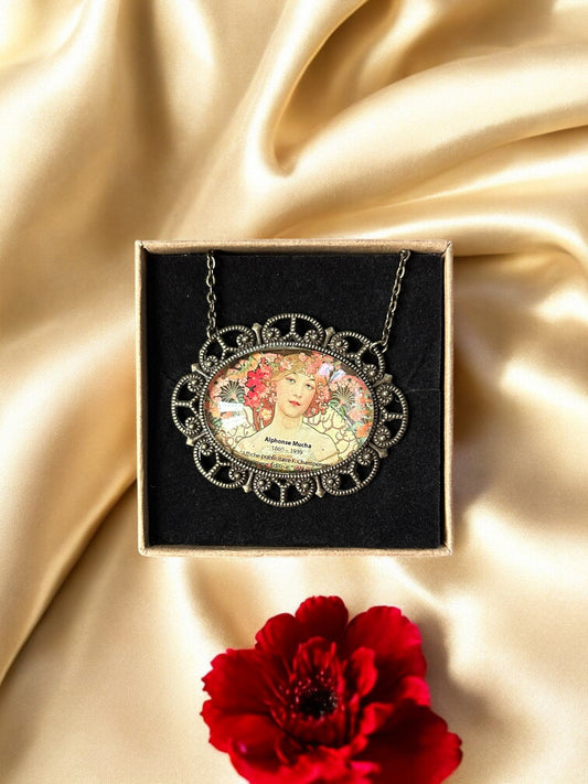 Collana Art Nouveau Alfons Mucha - Gioiello Vintage dal Design Orizzontale - Lady Nostalgia