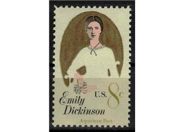 Francobollo americano del 1971 con il ritratto della poetessa Emily Dickinson, disegnato da Bernard Fuchs