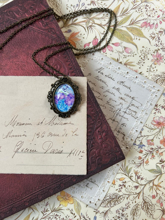 Collana fiori blu - francobollo giapponese - Lady Nostalgia