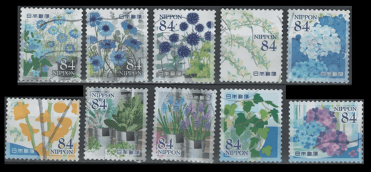 Collana fiori blu - francobollo giapponese - Lady Nostalgia