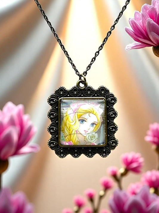 Collana Lady Oscar Maria Antonietta - Gioiello Quadrato dalla Rosa di Versailles - Lady Nostalgia