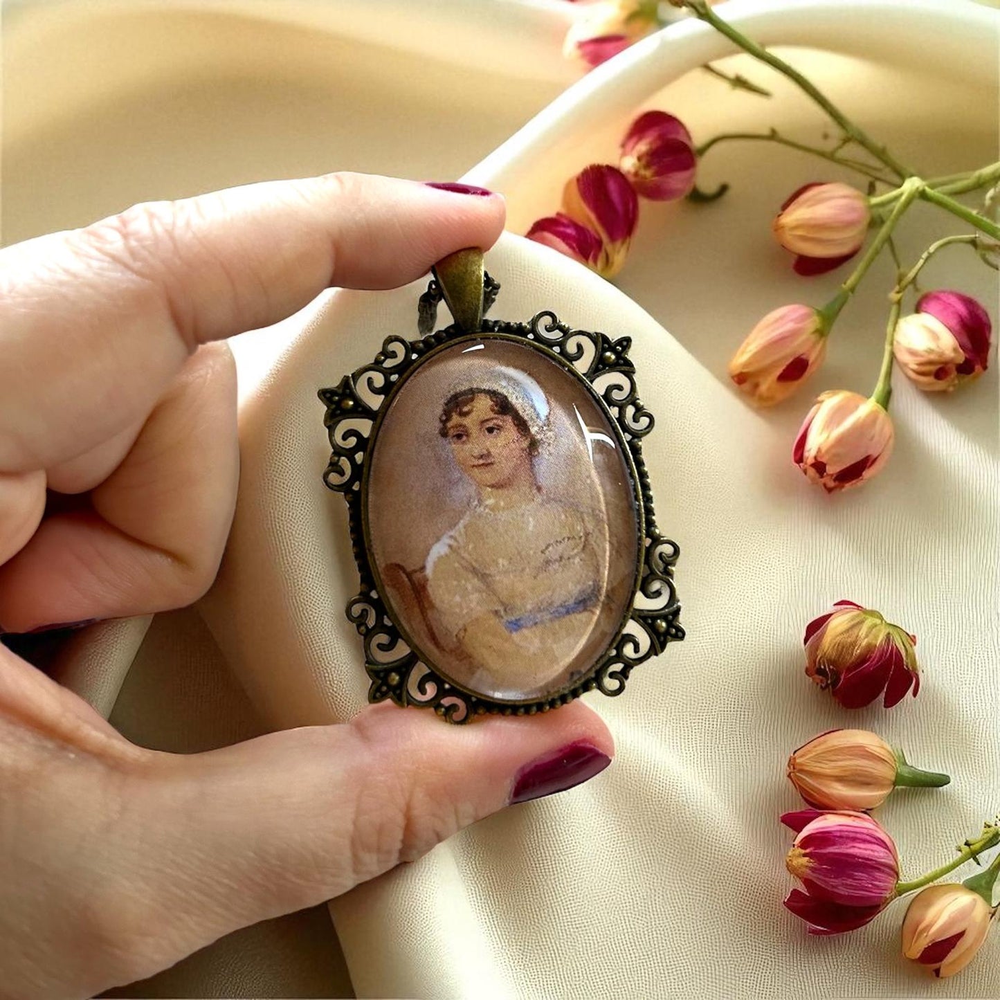 Jane Austen ritratto - Collana grande Bronzo - Lady Nostalgia