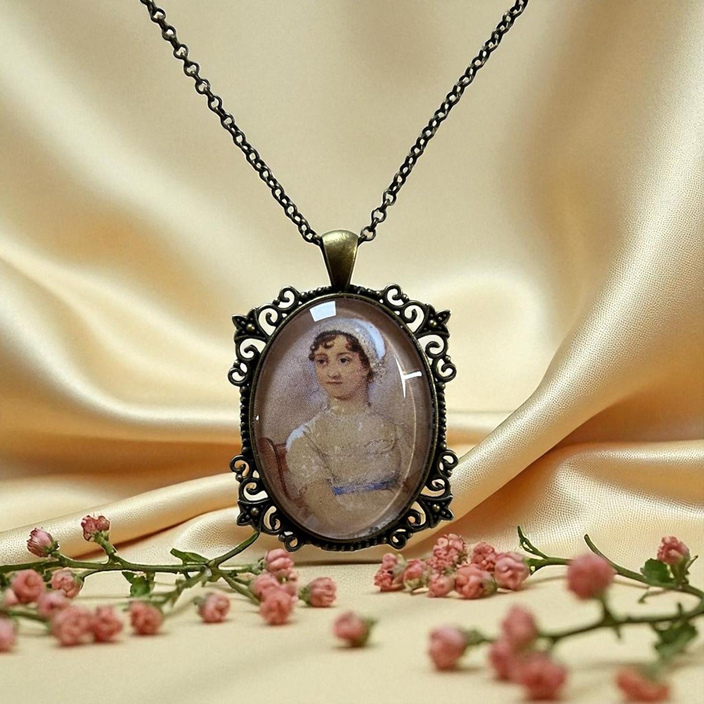 Jane Austen ritratto - Collana grande Bronzo - Lady Nostalgia