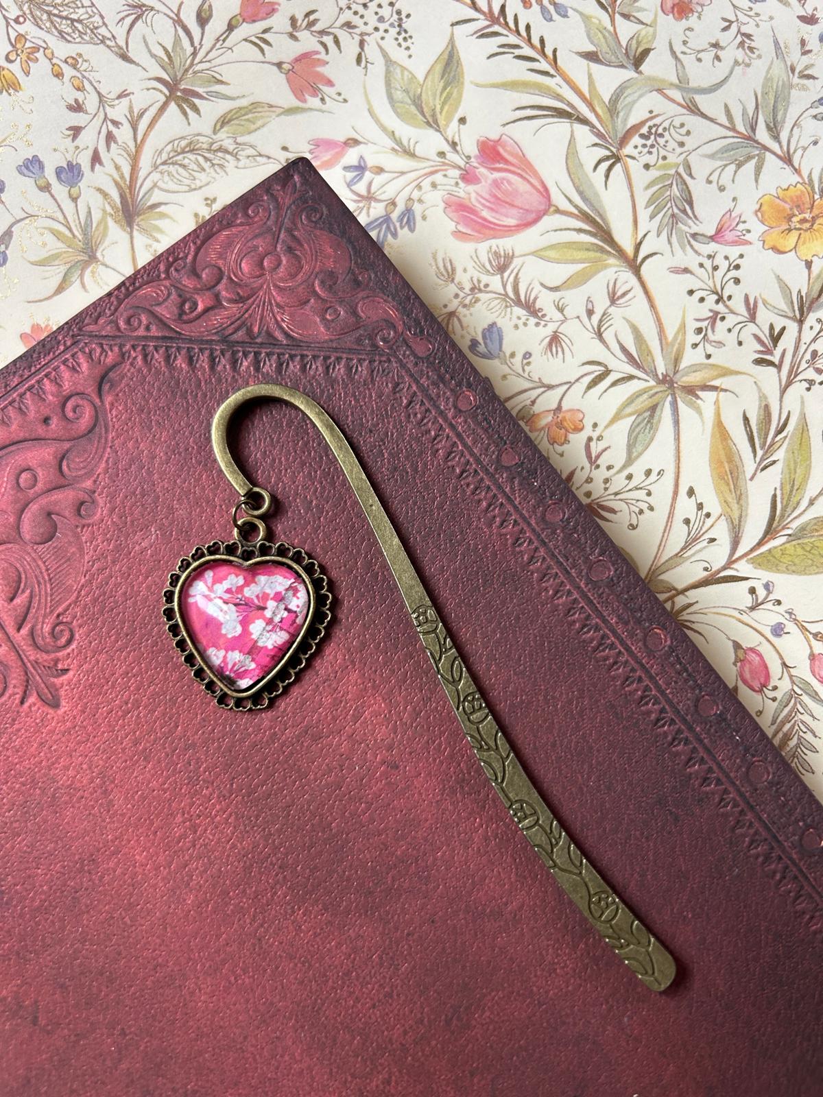 Segnalibro gioiello fiori giapponesi cuore - Lady Nostalgia