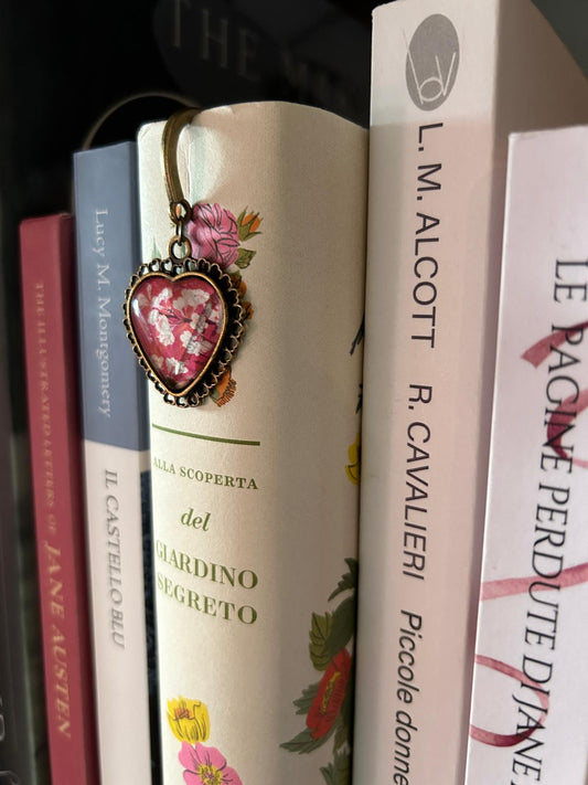 Segnalibro gioiello fiori giapponesi cuore - Lady Nostalgia