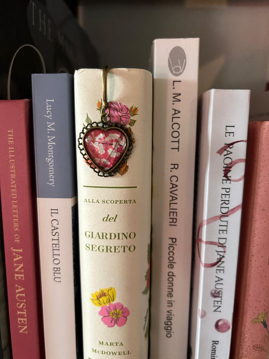 Segnalibro gioiello fiori giapponesi cuore - Lady Nostalgia