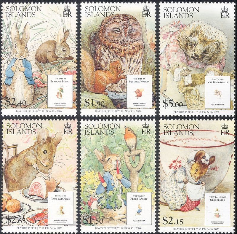 francobollo del sarto di Gloucester di Beatrix Potter, topolina con cuffietta