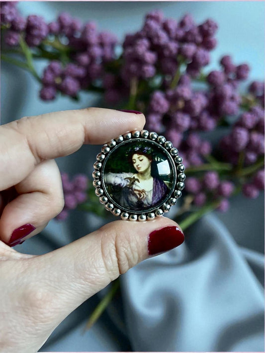 Spilla Corona di Sogni Poynter | Lesbia e il Suo Passero Preraffaelliti | Lady Nostalgia - Lady Nostalgia