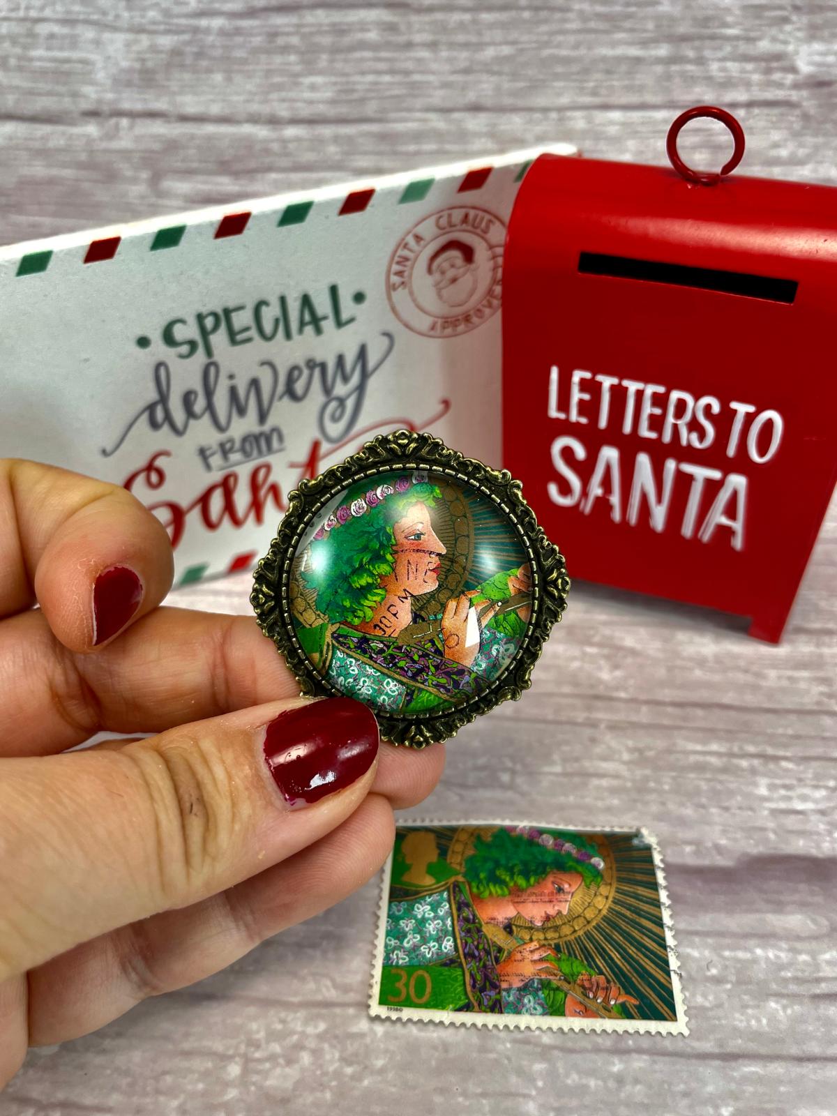 Spilla Natale Angelo verde