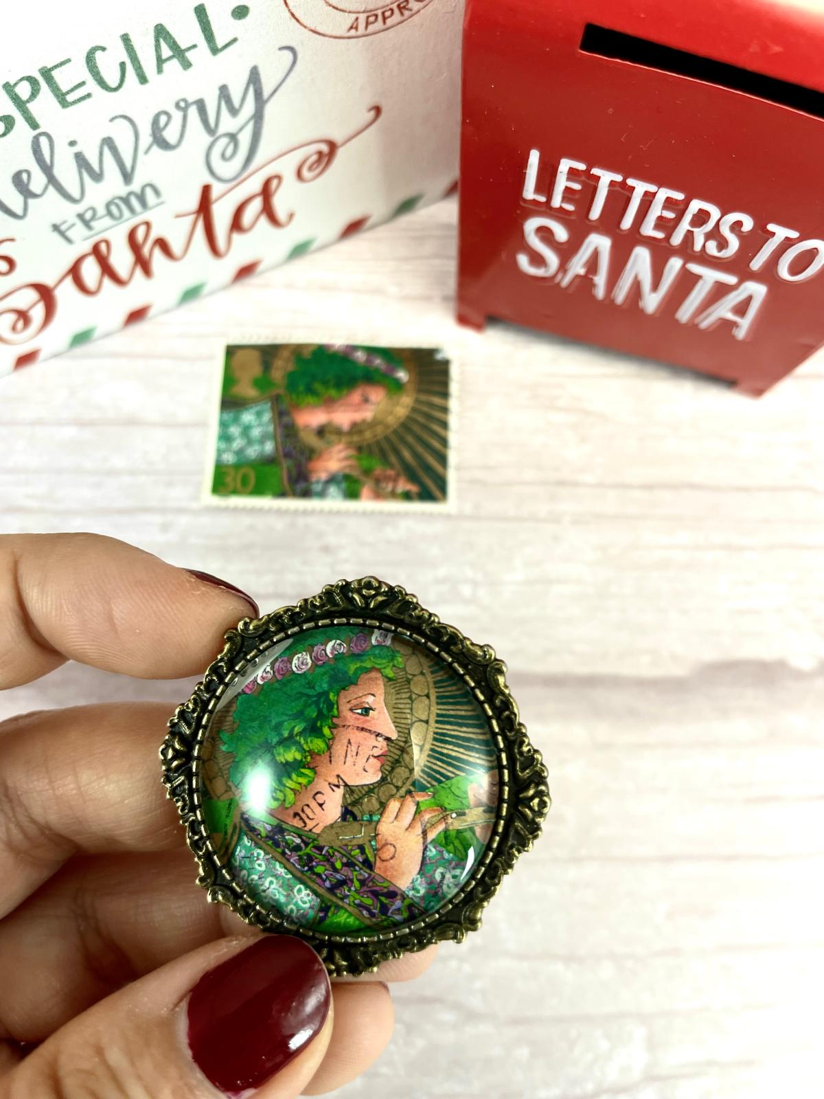 Spilla Natale Angelo verde