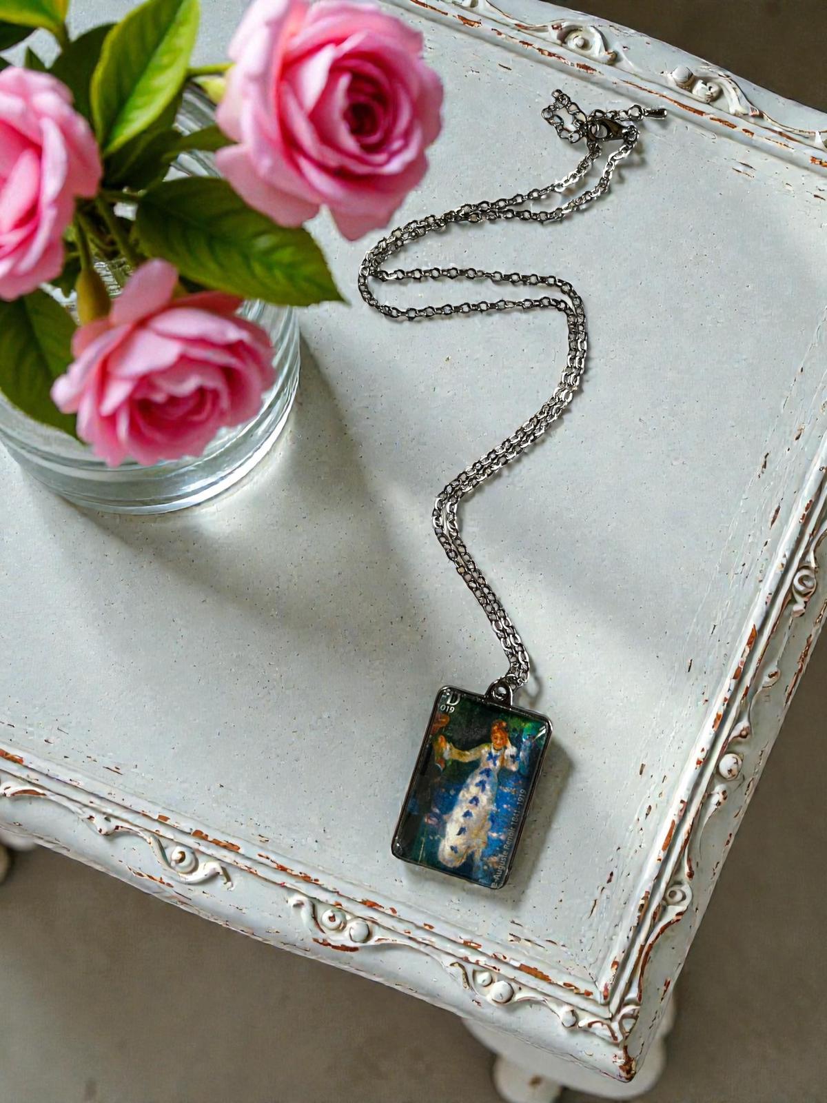 Collana con francobollo vintage Renoir - La Balançoire