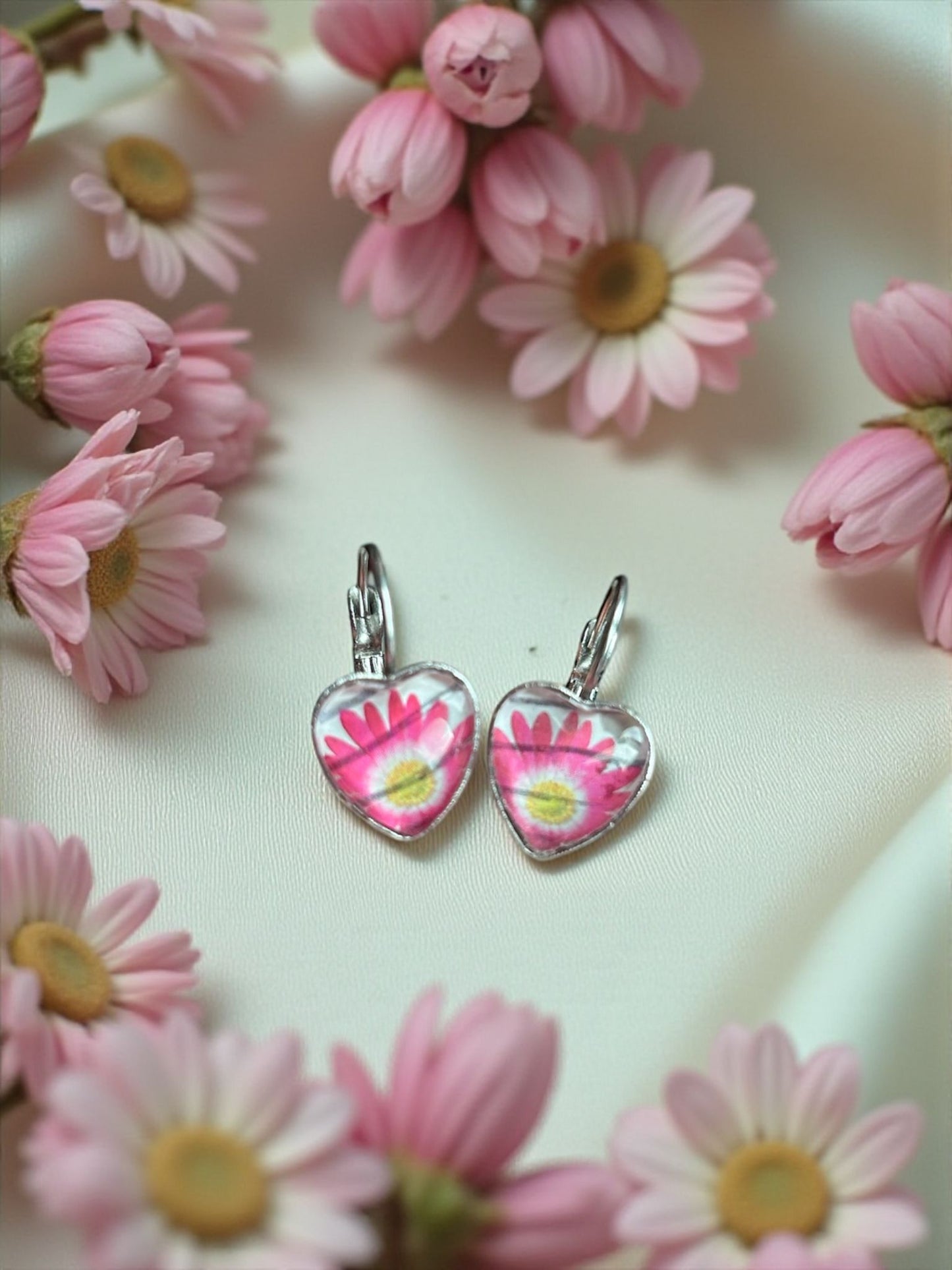 ORECCHINI Cuore con Anemone