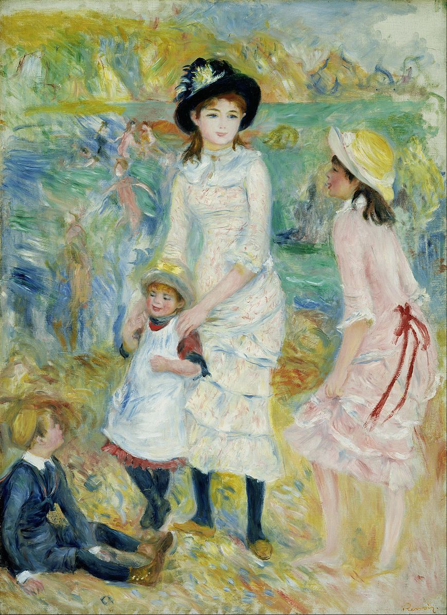 Collana con francobollo vintage Renoir - Enfants au bord de la mer