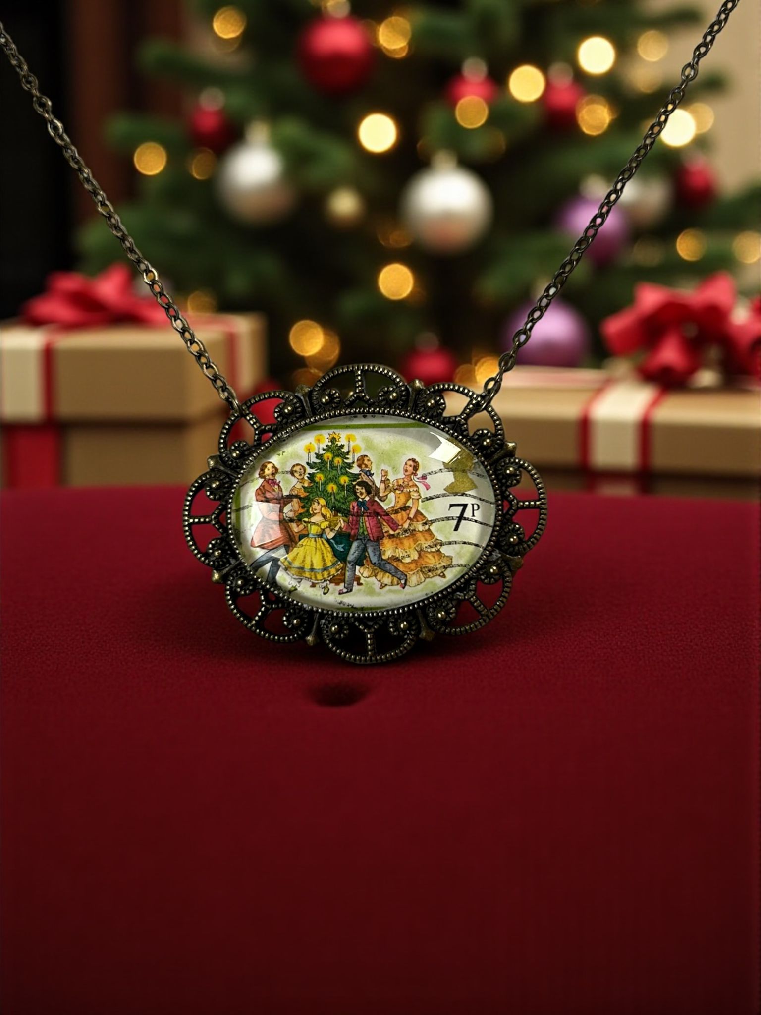 Collana Natale Vittoriano Orizzontale - Francobollo Inglese 1978 - Lady Nostalgia