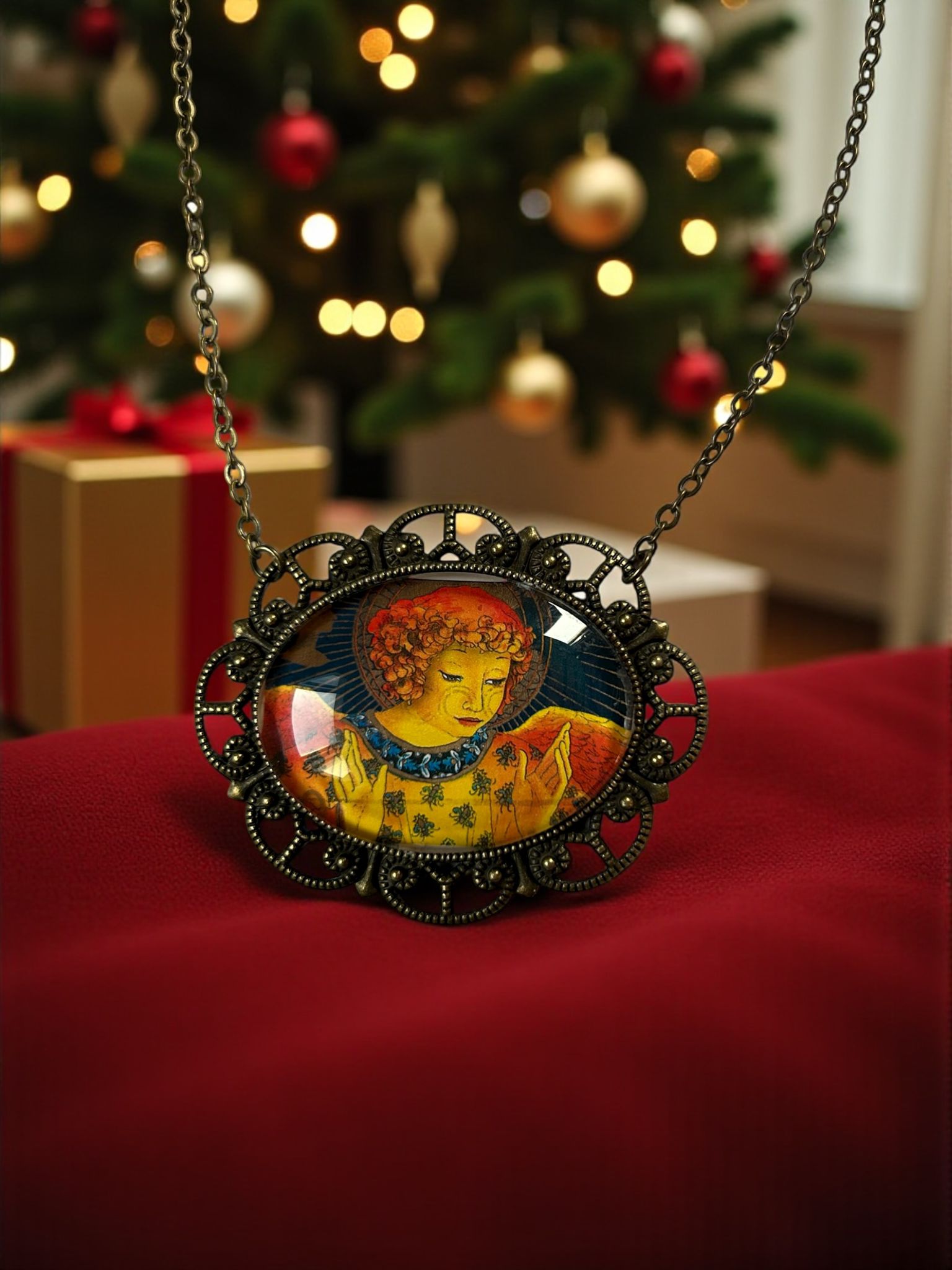 Collana orizzontale natalizia angelo dorato - Lady Nostalgia