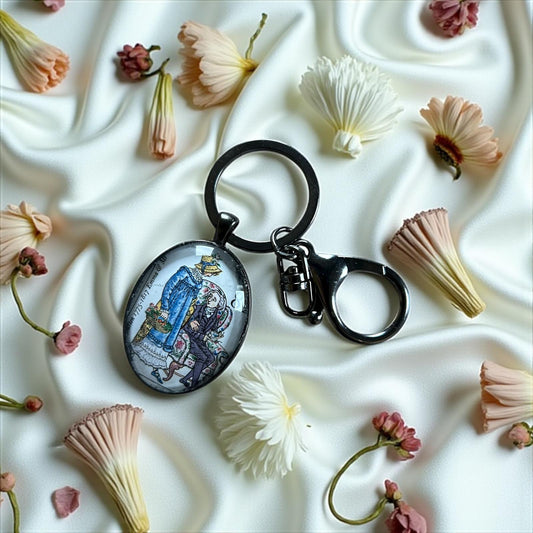 Emma e Mr. Woodhouse in Tasca - Portachiavi Francobollo 1975 - Lady Nostalgia