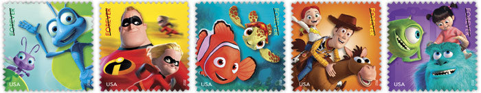 Francobolli americani Disney Pixar con Nemo, Toy Story, Monsters & Co, Gli Incredibili e A Bug's Life