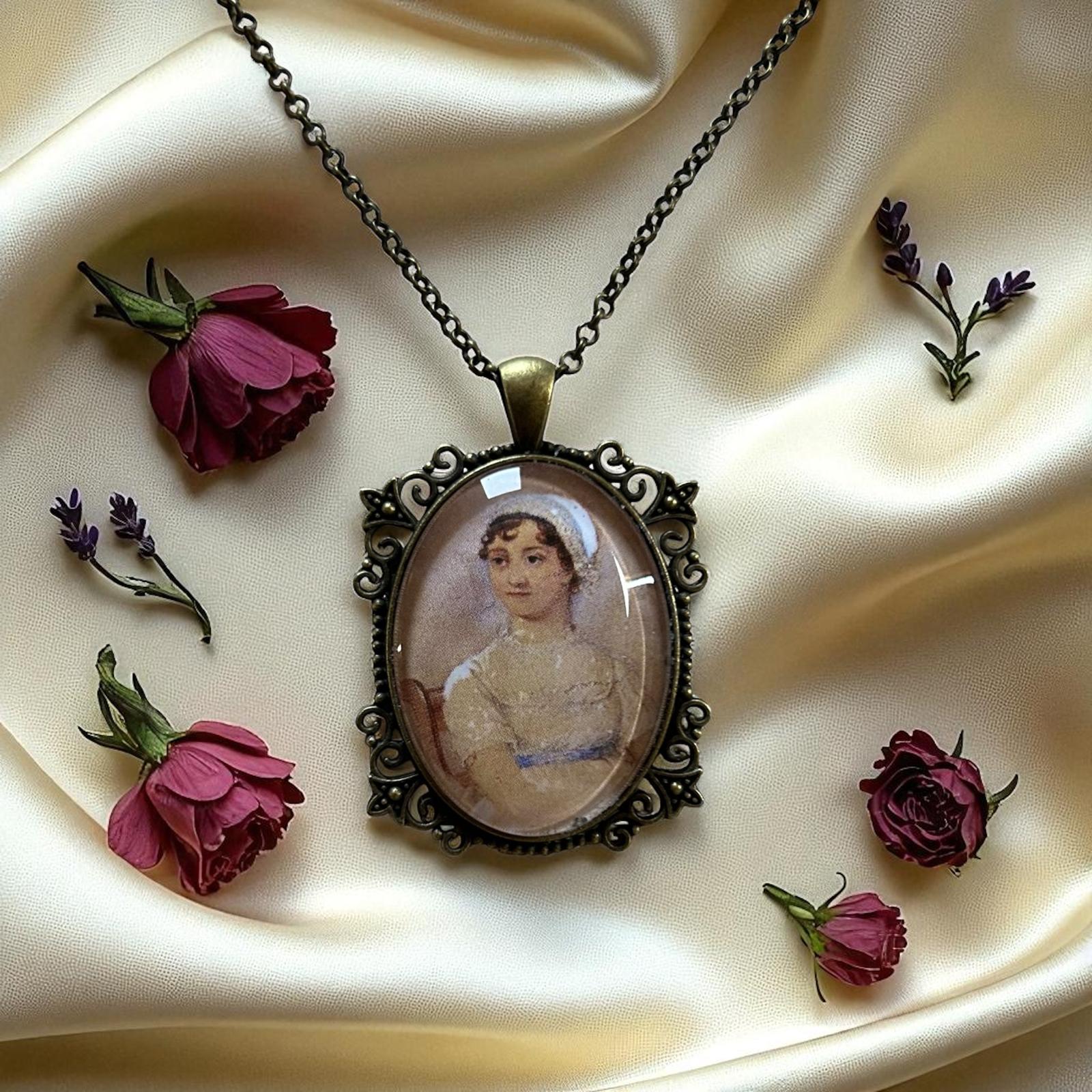 Jane Austen ritratto - Collana grande Bronzo - Lady Nostalgia