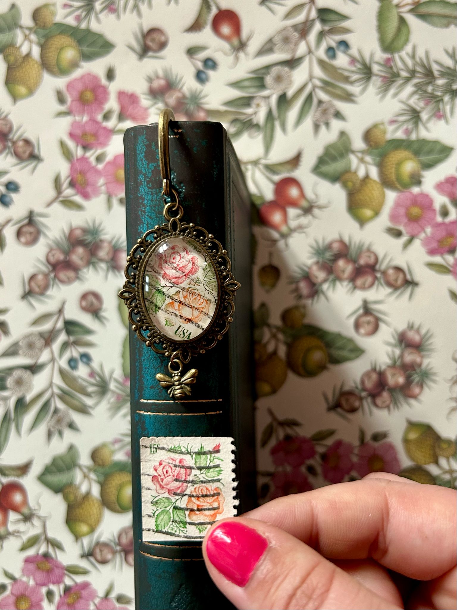 Segnalibro gioiello rose (francobollo USA 1978) - Lady Nostalgia