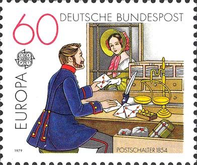 Spilla "Allo Sportello Postale" - Francobollo Tedesco 1979 - Lady Nostalgia