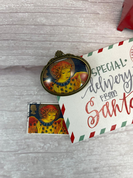 Spilla natalizia angelo dorato - Lady Nostalgia