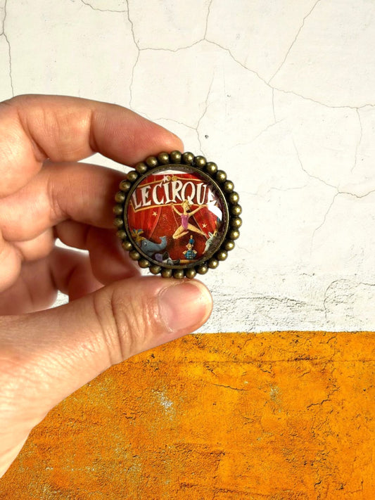 Spilla dedicata al circo, da francobollo francese
